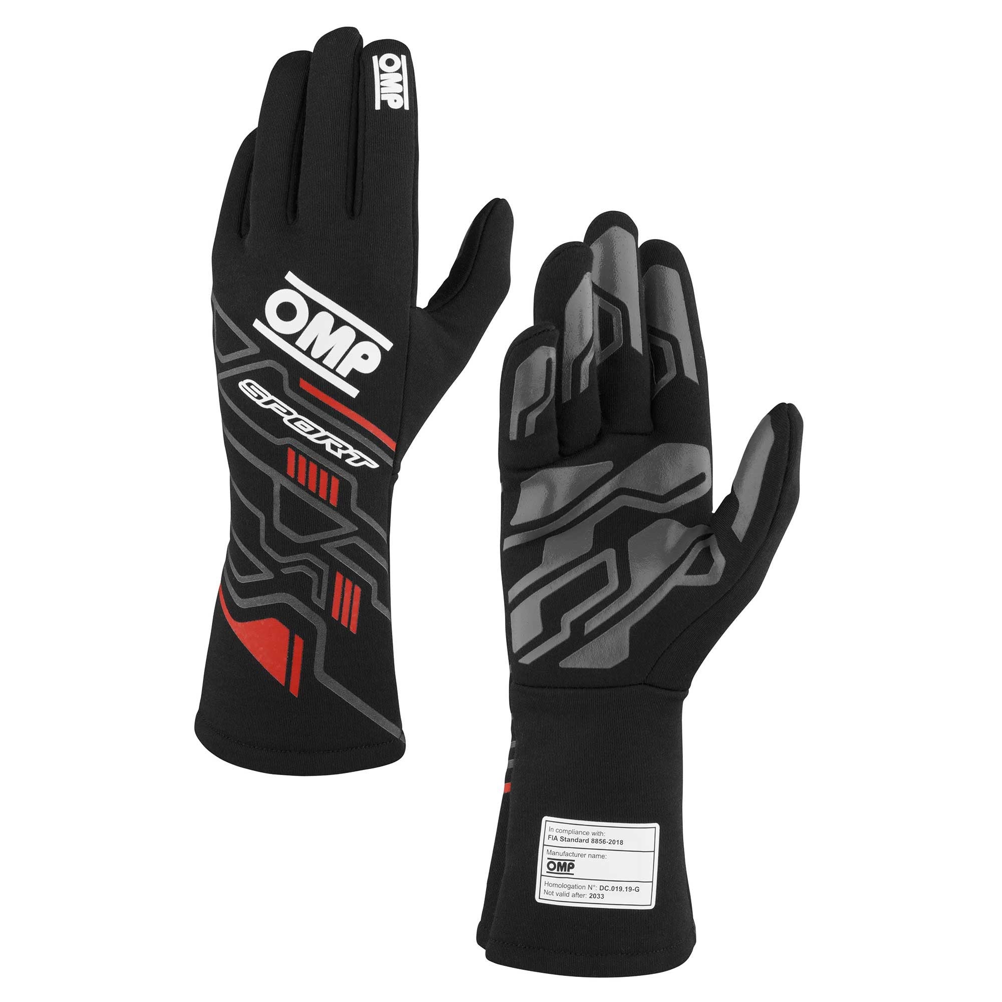 SPORT GLOVES FIA 8856-20 18 BLACK / RED SZ. M