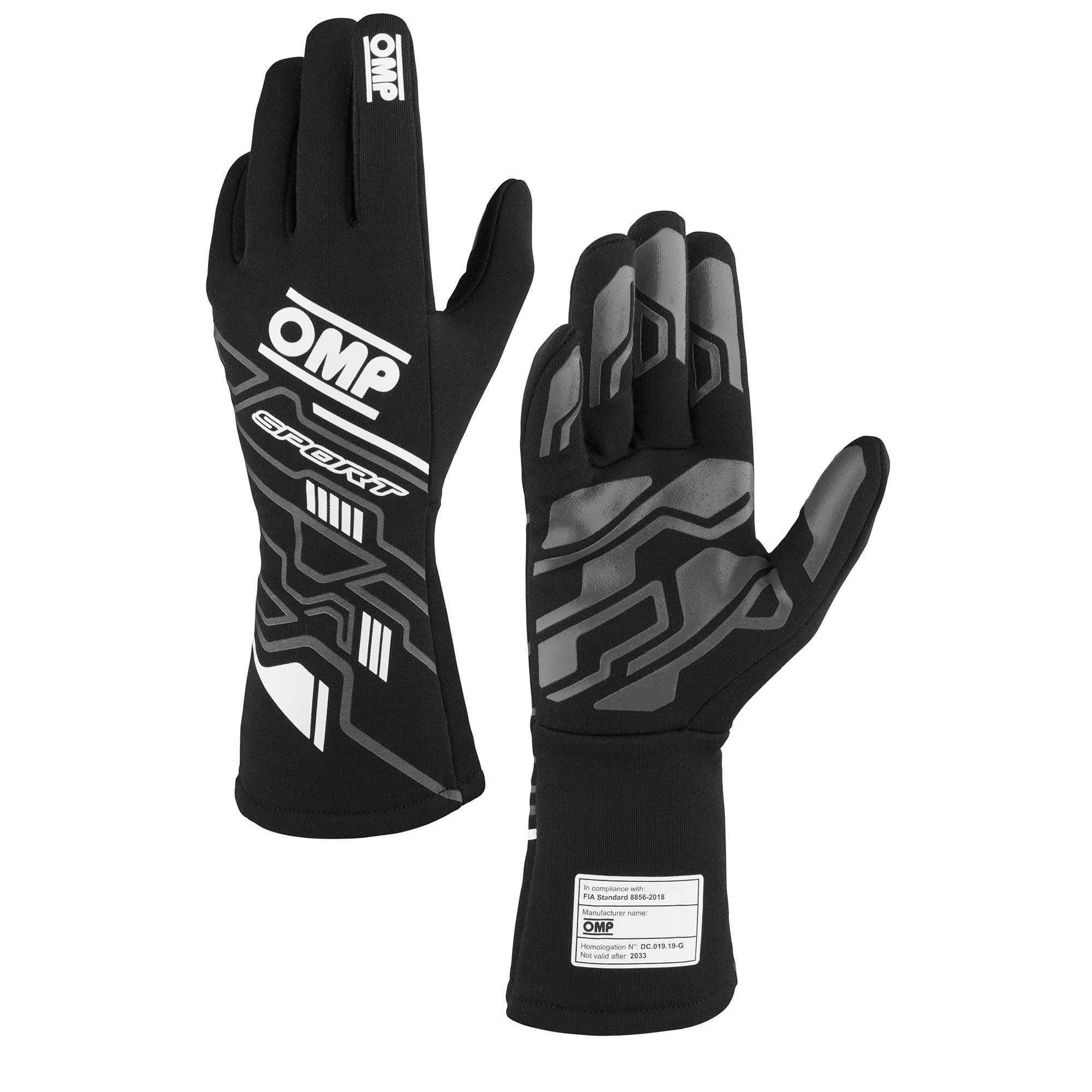 SPORT GLOVES FIA 8856-20 18 BLACK / WHITE SZ. M